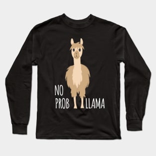 Dramabite No prob-llama funny and cute llama alpaca illustration Long Sleeve T-Shirt